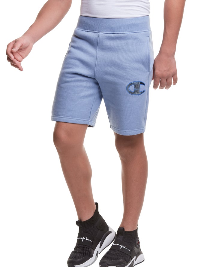 Champion Drenge Shorts LyseBlå - Reverse Weave Fleece Tonal Logo - Danmark POS-210953